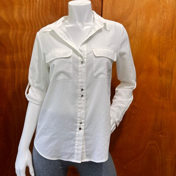 Ivanka Trump Women's Double Button Long Roll sleeve Blouse Size M - Picture 1 of 12